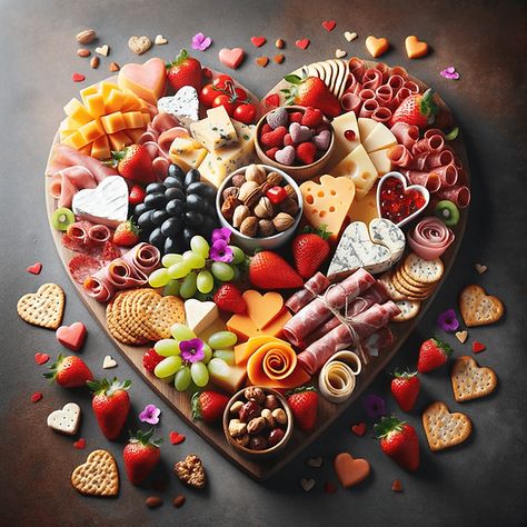 valentine charcuterie board - heart shaped board Heart Shaped Cheese Board, Heart Charcuterie Board Ideas, Heart Shaped Charcuterie Board, Butterfly Charcuterie Board, Valentine Charcuterie Board, Heart Charcuterie Board, Valentine Charcuterie, Charcuterie Board Inspiration, Charcuterie Appetizers