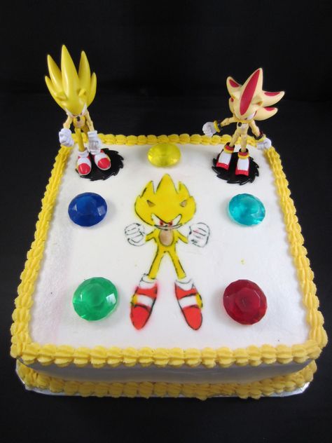 Sonic Birthday Cake Super Sonic Theme Cake Airbrushed Sonic Jsweetstreatsvpweb Or Solar System Birthday Cake, Sonic Theme Cake, Golden Sonic, Solar System Birthday, Sonic The Hedgehog Cake, Sonic Birthday Cake, Sonic Birthday Party, Boys Birthday Cakes, Sonic Cake