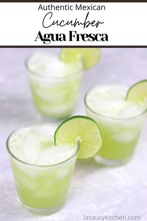 Drinks With Lime Juice, Cucumber Lime Agua Fresca, Cucumber Agua Fresca, Aqua Fresca, Cucumber Drink, Grinch Punch, Agua Fresca Recipe, Virgin Drinks, Icee Recipe