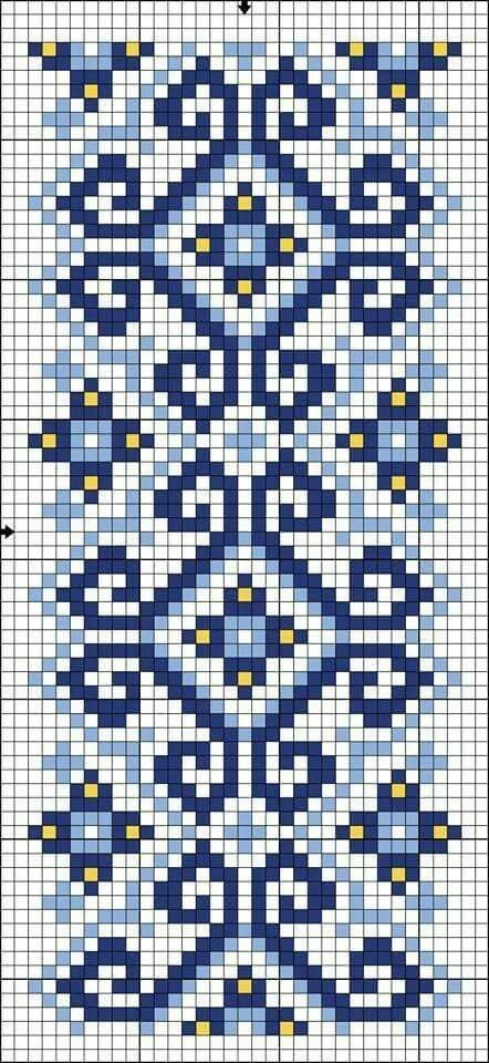 Mid Century Cross Stitch, Pretty Cross Stitch Patterns, Scandinavian Cross Stitch Patterns, Blue Cross Stitch, Stairs Carpet, Pretty Cross Stitch, Scandinavian Embroidery, Everything Cross Stitch, Tapestry Crochet Patterns