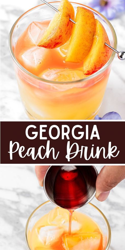 Georgia Peach Cocktail, Peach Nectar Cocktail, Peach Alcoholic Drinks Recipes, Georgia Cocktails, Peach Snapps Drinks Recipes, Peach Alcoholic Drink, Peach Drinks Alcohol, Crown Peach Drink Recipes, Peach Drink Recipes