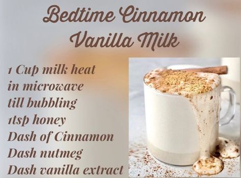 Milk Cinnamon Drink, Bedtime Milk Drinks, Honey Cinnamon Milk Drink, Honey Cinnamon Nighttime Drink, Honey Milk Recipe, Honey Cinnamon Vanilla Creamer, Milk Honey Cinnamon Drink, Light And Simple Dinner Recipes, Cinnamon Milk Recipe For Sleep