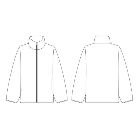 Windbreaker Template, Clothes Template, Jacket Template, Hoodie Mockup Free, Menswear Design, Jacket Drawing, Design Outline, Clothing Templates, Plain Jacket