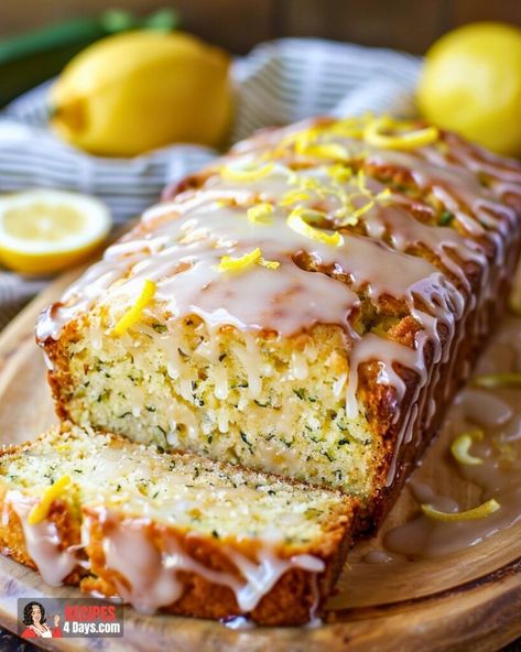 Lemon Zucchini Bread Moist Bread Recipe, Glazed Pound Cake, Rice Krispie Cookies, Lemon Zucchini Loaf, Moist Bread, Pound Cake Glaze, Lemon Zucchini Bread, The Best Rice, Best Rice