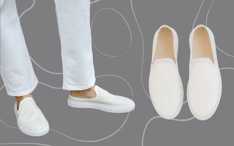 I Own 12 Pairs of Sneakers, but I Reach for These Comfortable White Slip-ons the Most White Slip On Shoes Outfit, White Slip On Sneakers, Slide On Sneakers, White Slip On Shoes, Slipon Sneakers, White Slides, Canvas Slip On Shoes, Sneakers For Women, White Slip