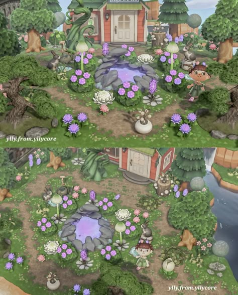 Fairycore Ideas Acnh, Fairy Forest Animal Crossing, Acnh Fairytale Designs, Animal Crossing Fairycore Ideas, Fairytale Animal Crossing, Acnh Fairycore Builds, Whimsigoth Animal Crossing, Acnh Shop Ideas, Acnh Whimsigoth