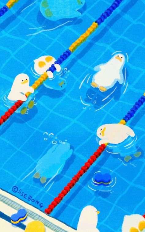 Ssebong Rama, Swimming Pool Illustration, Swimming Drawing, Pool Illustration, Swimming Illustration, Swimming Cartoon, Pool Drawing, Flowery Wallpaper, Cute Paintings