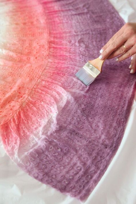 In this tutorial, we’ll show you how to dip dye a wedding dress to get a beautiful ombre effect! This is such a fun way to be creative and incorporate color into your special day! Our tie dye journey has led us to a lot of colorful places. We’ve experimented with interesting methods ( or combinations of methods), applied dye to unique surfaces, and, as a result of those now hundreds of attempts, we eventually wrote what we think is the most gorgeous book of tie dye projects around!W… Vegas Vow Renewal Ideas, Tie Dye Wedding Dress, Tie Dye Projects, Dip Dye Diy, Dip Dye Wedding Dress, Dye Wedding Dress, Dye Projects, Dip Dye Dresses, Ombre Wedding Dress