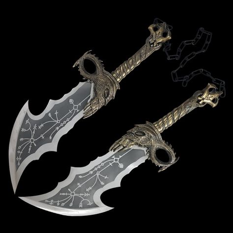 Blades Of Chaos, Fantasy Swords, Unique Art Projects, God Of Wars, Medieval Fantasy, Art Project, Swords, Unique Art, Art Projects