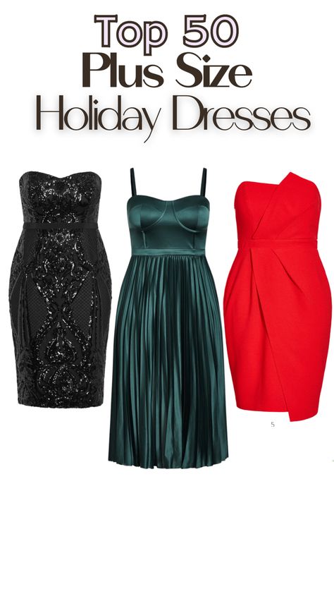 Here are 50 of the too trending plus size dresses! Cute plus size dresses for winter! Christmas Formal Dress Plus Size, Christmas Dress Women Classy Plus Size, Holiday Party Dresses Plus Size, Christmas Party Dress Mid Size, Plus Size Semi Formal Outfits, Plus Size Christmas Party Outfit, Christmas Party Outfits Plus Size, Short Dress With Stockings Outfit, Holiday Dresses 2022