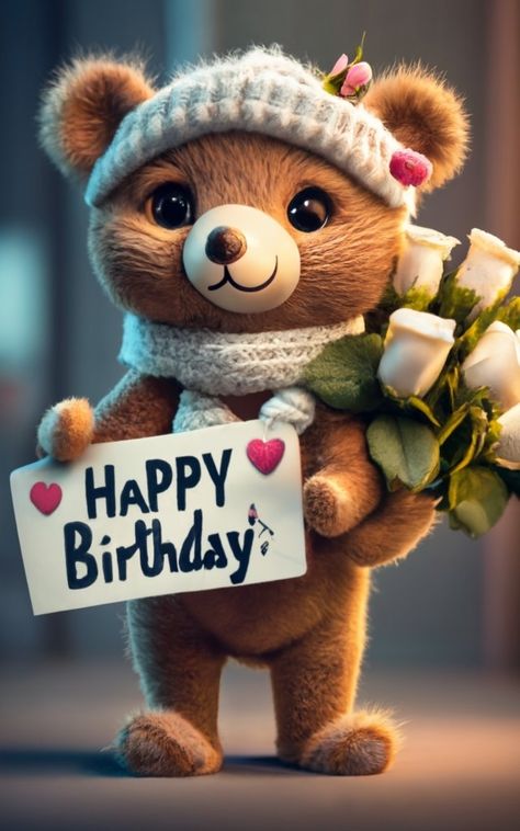 Happy Birthday Teddy, Happy Birthday Teddy Bear, Birthday Teddy Bear, Birthday Wishes Gif, Bday Wishes, Teddy Bear Birthday, Bear Birthday, Eye Makeup Art, Birthday Images