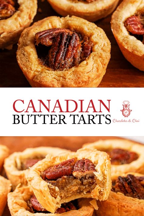 Canadian Butter Tarts are a sensational treat. This recipe allows for a crisp-but-flaky pastry shell, a slightly runny filling, and a rich caramel flavour. Find out why these are one of Canada's most popular desserts! Fall Recipes Snacks, Canadian Butter Tarts, Pecan Tarts, Most Popular Desserts, Butter Tarts, Fall Snacks, Popular Desserts, Canadian Food, Flaky Pastry