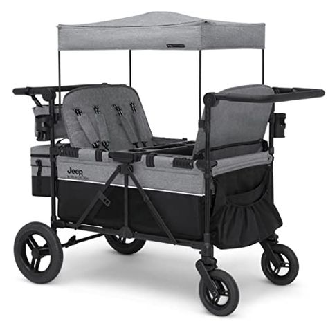 Limited-time deal: Jeep Wrangler Deluxe 4 Seater Stroller Wagon by Delta Children - Premium Quad Stroller Wagon for 4 Kids with Convertible Seats, Adjustable Push/Pull Handles, Removable Canopy & Flat Fold, Grey Wonderfold Wagon Infant Hack, Wonderfold Wagon Pirate Ship, Quad Stroller, Graco Stroller Travel System, Double Stroller For Infant And Toddler, Stroller Wagon, Silver Cross Stroller, Delta Children, Pull Handles