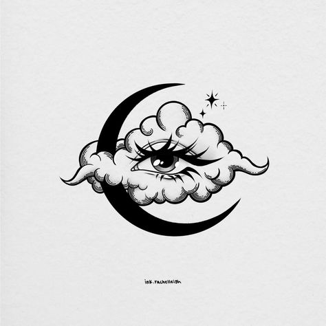 Black And White Fine Line Tattoo, Moon Tattoo Line Art, Moon Line Art Tattoo, Edgy Moon Tattoo, Moon Tarot Card Tattoo Simple, Trippy Moon Tattoo, Trippy Black And White Art, Space Drawings, Inked Babes