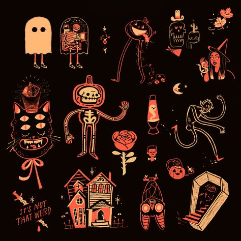 Halloween Flash Sheet, Halloween Flash, Halloween Doodles, Flash Sheet, Digital Art Poster, Spooky Tattoos, Halloween Illustration, Halloween Drawings, Art Poster Design