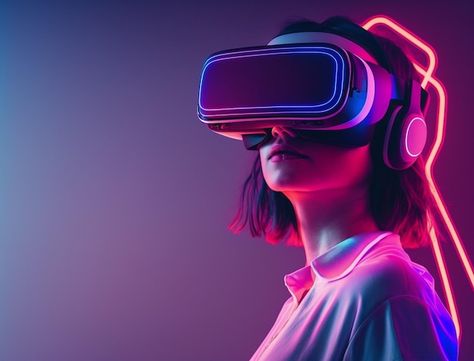 Vr Headset Aesthetic, Virtual Reality Aesthetic, Vr Design, Girly Attitude Quotes, Futuristic Art, Vr Headset, Event Food, Business Card Maker, Flyer Maker