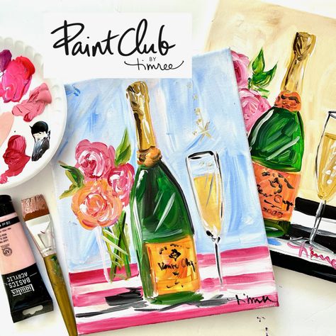 Join the CUTEST paint club and learn how to paint this darling Veuve Bottle!! Canvas Party Ideas For Adults, Painting Party Ideas For Adults, Party Ideas For Adults, College House Decor, College House, Sip N Paint, Canvas Painting Tutorials, Learn How To Paint, Birthday Weekend