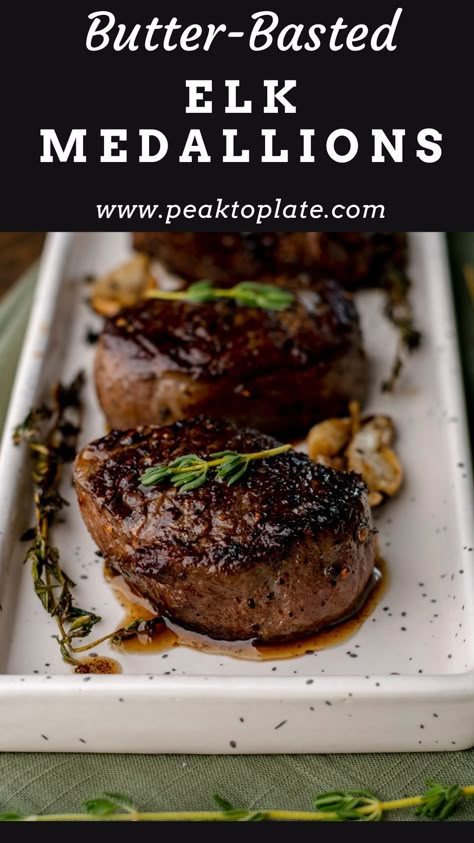 Elk Loin Steak Recipes, Elk Loin Recipes, Back Strap Recipes, Elk Backstrap Recipes, Elk Tenderloin Recipes, Elk Steak Recipes, Deer Tenderloin Recipes, Elk Tenderloin, Venison Tenderloin Recipes