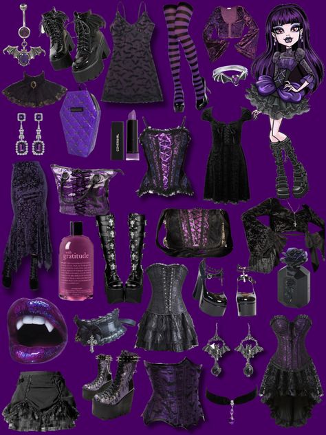 Elissabat Costume Ideas, Elissabat Halloween Costume, Purple Halloween Costume Ideas, Ellisabat Halloween Costume, Ellisabat Outfit, Monster High Clothes Outfits, Elissabat Inspired Outfit, Elissabat Outfit Inspiration, Monster High Halloween Costume Ideas