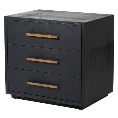 Blk Bedside Brass Handle Black Bedside Table Ideas, Bedroom Pedestals, Grey And Gold Bedroom, Bedside Table Black, Black White Bedrooms, Black Bedside, 3 Drawer Bedside Table, Black Bedside Table, Bedside Cabinets