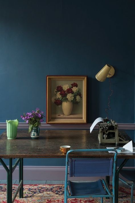 Salons Cottage, Stiffkey Blue, Hague Blue, Open Plan Kitchen Diner, Edwardian House, Farrow And Ball Paint, Cottage Living Rooms, Farrow And Ball, Cottage Living