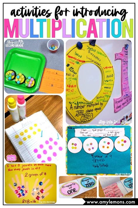 When it's time to teach students how to multiply, things can get confusing fast! But with these low prep activities for multiplication, it can be a breeze! It takes using A LOT of manipulatives for teaching students how to multiply and in these activities, students will manipulate food, stickers, jewels, paint dots, whatever you have on hand! Teaching Aids For Maths, Multiplication Rules, Finding Area, Amy Lemons, Multiplication Activities, Creative Math, Teaching Multiplication, Prep Activities, Math Activities For Kids