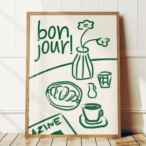 Bojour Poster, French Breakfast Art Print, French Coffee Poster, Croissant Breakfast Print, Retro Food Art Print, Kitchen Gallery Wall Art - Etsy Norway Breakfast Print, Kitchen Paintings, Breakfast Poster, Breakfast Art, Kitchen Gallery Wall, Croissant Breakfast, French Breakfast, Retro Food, Coffee Wall Art