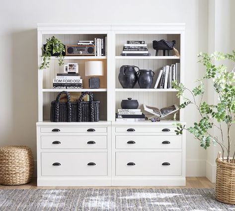 Shelves & Bookcases | Wood, Metal & Glass | Pottery Barn Lateral File Cabinet With Bookcase, Pottery Barn Bookcase, Beadboard Paneling, Cabinet Bookcase, Tall Bookcases, Dovetail Joinery, Lateral File Cabinet, Lateral File, Etagere Bookcase