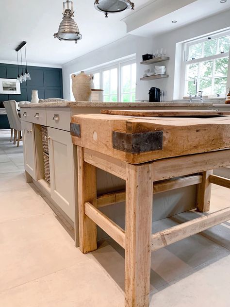 Diy Butcher Block Island, Free Standing Island, Vintage Butcher Block, Antique Butcher Block, Butcher Block Kitchen Island, Diy Butcher Block, Butcher Block Island, Butcher Block Kitchen, European Farmhouse