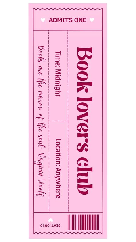 Ticket book lover's club bookmark. A perfect bookmark for book lovers who love collecting tickets. #bookmark #bookaccessories . #Bookmarks_Ideas_Aesthetic #Aesthetic_Bookmarks_Printable #Book_Journal_Stickers #Printable_Journal_Stickers Book Marks Design Ideas, Ticket Bookmark, Book Rebinding, Handmade Bookmarks Diy, Swap Ideas, Bookmark Printing, Bookmarks For Books, Bookmark Template, Stickers Design