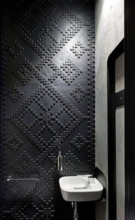 Sergey Makhno, Wall Treatments, Bathroom Inspiration, Tile Bathroom, Bathroom Interior, Modern Bathroom, Office Design, Textured Walls, Wall Paneling