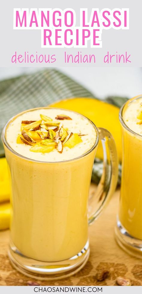 a glass with refreshing easy mango lassin indian drink Mango Lassi Recipe, Indian Yogurt, Mango Lassi Recipes, Lassi Recipe, Breakfast Sides Dishes, Indian Drinks, Lassi Recipes, Alternative Sweeteners, Yogurt Drink