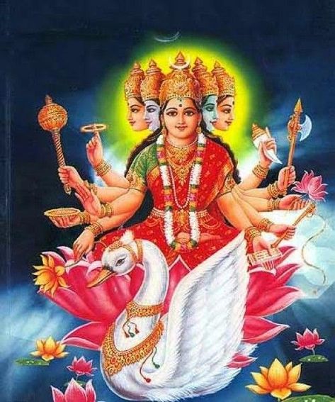 Gayatri Devi the Goddess Gayatri Mata, Goddess Gayatri, Brahma Dev, Hindu Goddesses, Gayatri Devi, God Photos, Gayatri Mantra, Indian God, Durga Images