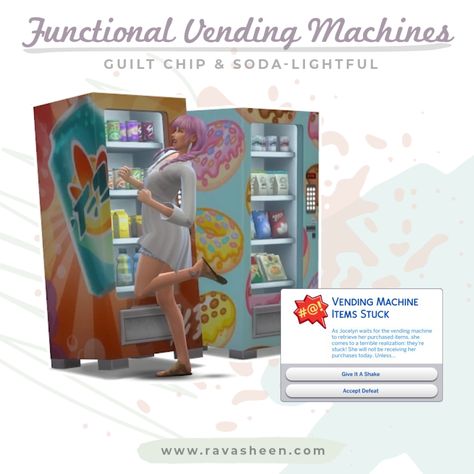 RAVASHEEN - Functional Vending Machines Sims 4 Functional Cc, Sims 4 Functional, Lotes The Sims 4, The Sims 4 Pc, Sims 4 Expansions, Sims 4 Cc Folder, Sims 4 Gameplay, Sims 4 Cc Packs, Sims 4 Cc Furniture