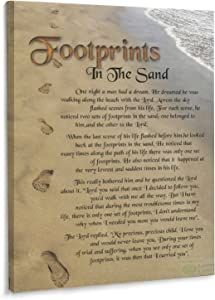 Kuroseha Footprints in The Sand Poem Paintings Print Canvas Wall Art Decoration Stretched And Framed Ready To Hang -12x16in Footprints In The Sand Poem, Poem Tattoo, Footsteps In The Sand, Canvas Wall Art Bedroom, Poetry Painting, Sand Quotes, Poetry Posters, Footprints In The Sand, Digital Footprint