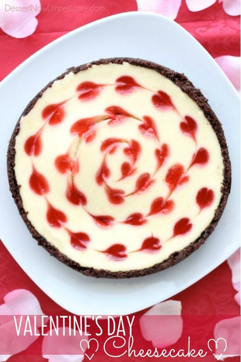 I am so beyond excited to share today’s recipe with you all!  This dessert makes me giddy!  It’s cute, it’s creamy, it’s fruity, and it’s chocolatey!  There are not enough words to tell you how delicious and fun this cheesecake is!  Basically, you should head to the grocery store and make this Valentine’s Day Cheesecake … Valentines Day Cheesecake, Valentines Dessert, Crunchy Chocolate, Strawberry Hearts, Chocolate Crust, Valentine Desserts, Valentines Day Desserts, Cheesecake Desserts, Lemon Cheesecake