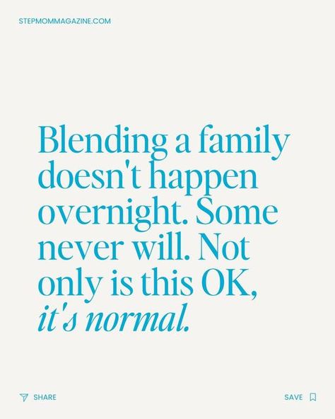 StepMom Magazine on Instagram: "A message to all stepmoms: ⁠ ⁠ If your family doesn't feel "blended," even after several years, it doesn't mean you've failed or that something's wrong. And it certainly doesn't mean that you (and the people you live with) can't enjoy happy, healthy relationships. ⁠ ⁠ Instead of focusing on blending, spend your energy bonding. Bonding occurs through shared experiences, common interests and, yes, TIME. ⁠ ⁠ The key to a successful stepfamily lies within the quality Blended Family Quotes Challenges, Blending Families Advice, Extended Family Quotes, Blended Family Quotes, Online Vision Board, Bio Mom, Family Harmony, Family Advice, Step Parenting