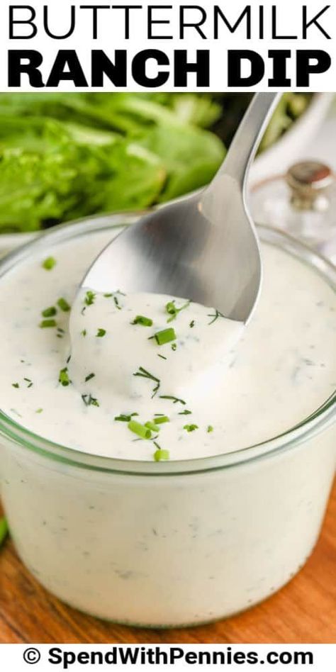 This easy buttermilk ranch dressing is so simple to make. Mix together just 3 base ingredients and a handful of fresh herbs and seasonings, it's the best ranch dip for veggies or dressing on salads. #spendwithpennies #butterranchdressing #recipe #ranchdip #dressingrecipe #healthy #dip #buttermilkranchdip #homemade #easy Gluten Free Party Recipes, Ranch Dressing Mix Recipe, Easy Vinaigrette, Creamy Avocado Ranch Dressing, Homemade Ranch Dressing Mix, Buttermilk Recipe, Dairy Free Ranch Dressing, Ranch Dressing Recipe Homemade, Avocado Ranch Dressing