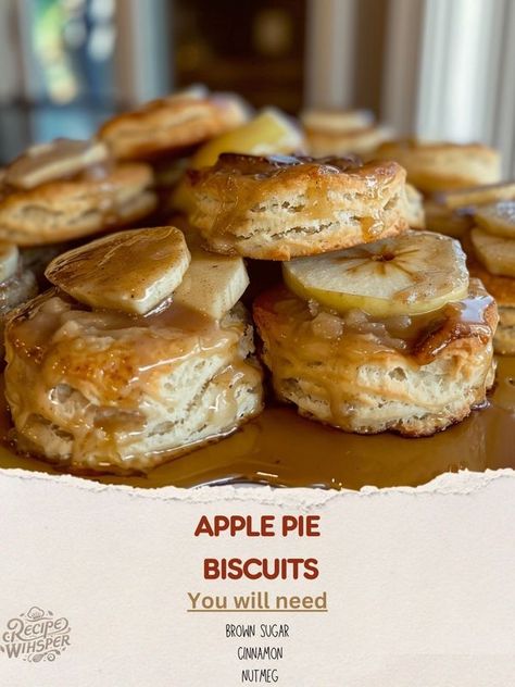 Recipe Whisper Apple Pie Biscuits, Recipe Whisper, Apple Pie, Brown Sugar, Biscuits, Cinnamon, Pie, Milk, Dessert