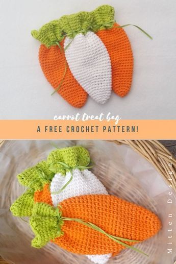 Easter Carrot Treat Bag Free Crochet Patterns Crochet Patterns Bag, Easter Treat Bags, Red Mittens, Easter Crochet Patterns, All Free Crochet, Holiday Crochet, Easter Crafts Diy, Easter Crochet, Crochet Bunny