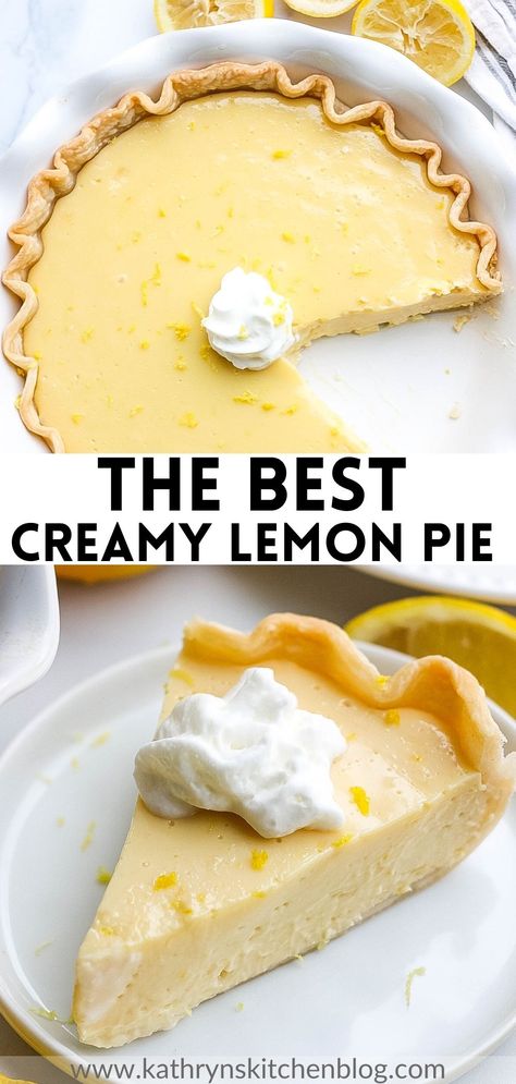 Lemon Pie Homemade Lemon Pie Recipes, Frozen Lemon Pie Recipe, Easy Lemon Pie 3 Ingredients, Easy No Bake Lemon Pie, Lemon Pie With Whole Lemon, Transparent Lemon Pie Recipe, Easy Lemon Pie, Lemon Merginue Pie, Lemon Cream Pies