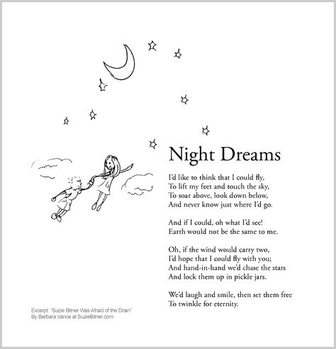 Children's poem about flying in a starry sky. Full of imagery. Great for classroom reading lessons for kindergarten, 1st, 2nd, and 3rd grade, common core, and for ESL lessons. Poem About Night Sky, Poems About Dreaming, Poem About Space, Bedtime Poems, Good Night Poem For Him, Sky Poems, Poem About Night, Poems About Space, Space Poems