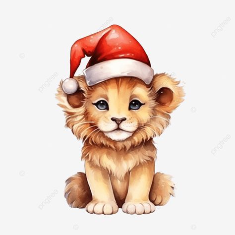 cute lion for christmas day with watercolor illustration santa gift christmas animals christmas ca Cartoon Png Transparent, Lion Drawing, Animals Christmas, Cartoon Png, Christmas Cartoon, Cute Lion, Cartoons Png, Transparent Image, Santa Gifts