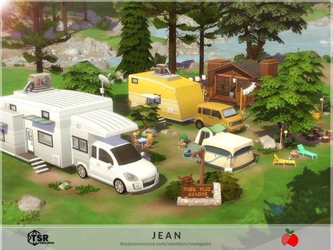 Trailer Park Sims 4, Sims Design, Camping Ground, The Sims 4 Lots, Sims 4 Kitchen, Sims 4 Bedroom, Camping Park, Casas The Sims 4, Sims Building