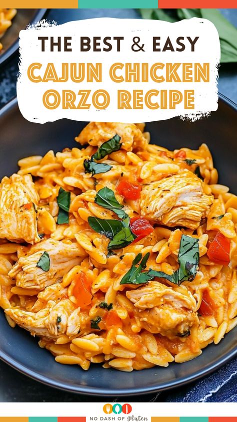 Cajun Chicken Orzo Recipe Cajun Foods Recipes, Cajun Crockpot Chicken, Cajun Chicken Orzo Recipes, Cajun Orzo Recipes, Chicken Orzo Recipes Healthy, Recipes With Orzo, Chicken Thigh Meals, Orzo Chicken Recipes, Chicken And Orzo Recipes