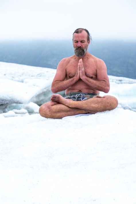 Wim Hof Quotes, Wim Hoff, The Hoffman Process, Men Doing Yoga, Wolf Hoffmann, Wim Hof Ice Bath, Wim Hof Method, Winter Swimming, Yoga Man