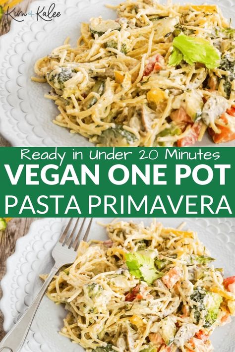 Pasta Primavera Vegan, 2b Recipes, Vegan Pasta Primavera, Vegan Casseroles, Brunch Picnic, Pasta Side, Creamy Vegan Pasta, Pasta Primavera Recipe, Vegan Entrees