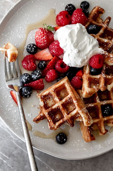 yeasty overnight waffles on fork recipe from cooking with cocktail rings Overnight Waffles, Healthy Food Inspiration, Cocktail Sauce, God Mat, Waffle Recipes, Food Goals, Food Obsession, Food Inspo, Ghee