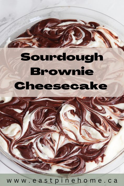 Sourdough discard dessert recipe. Sourdough brownie with cheesecake swirls. Dessert recipe Sourdough Cheesecake, Discard Dessert, Sourdough Discard Dessert, Sourdough Discard Brownies, Discard Brownies, Cheesecake Brownie Recipe, Brownie Cheesecake Recipe, Sourdough Dessert, Sourdough Brownies