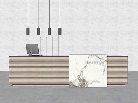 Small Hotel Reception Design, Small Hotel Reception, Hotel Reception Design, Warehouse Reception, Sketchup 3d Warehouse, Sketchup Free, Reception Counter, Hotel Reception, Hotel Interior Design